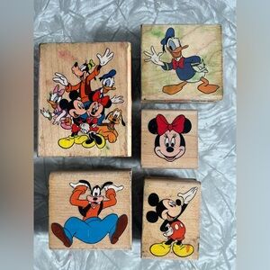Disney' Wood Stamps Goofy Mickey Minnie Rubber Stampede•Walt Disney Characters